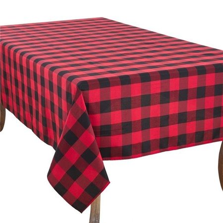 SARO LIFESTYLE SARO 5026.R70104B 70 x 104 in. Rectangle Buffalo Plaid Design Cotton Blend Tablecloth  Red 5026.R70104B
